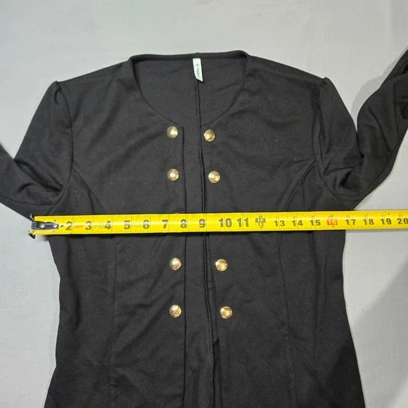 Halara SculptKnit Round Neck Decorative Button Slim Work Blazer Black Medium - Picture 9 of 12